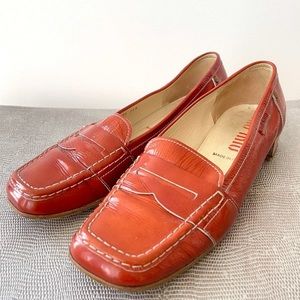 Miu Miu Orange Patent Leather Loafers